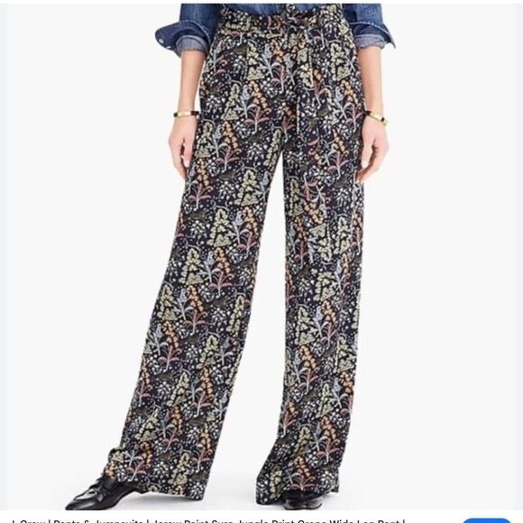J. Crew Point Sure Jungle Print Crepe Wide Leg Pant size 6 - Picture 12 of 12